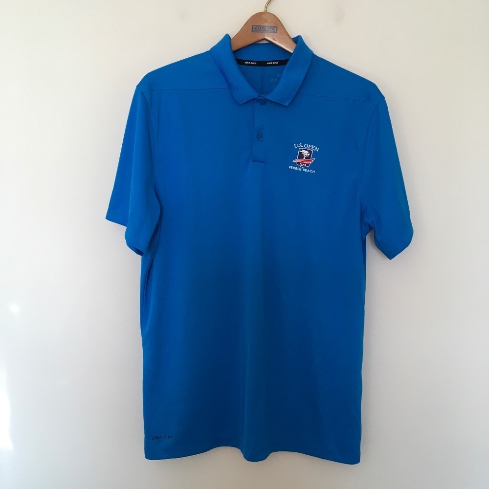 Nike 2019 US Open Victory Solid Polo Golf Shirt Royal Blue L 891881-406 Dri-Fit